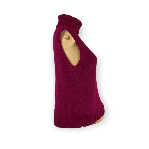 Vintage St. John's Bay Turtle Neck Chunky Knit Vest Women's Size Petite Large - Picture 4 of 5